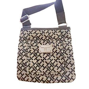 Tommy Hilfiger cross body bag logo blue white print change purse